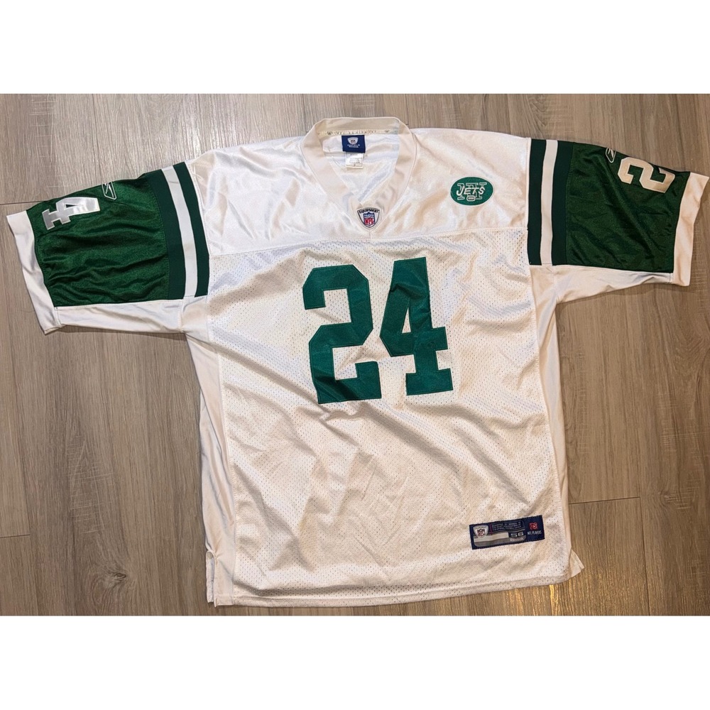 Reebok NFL New York Jets Darrelle Revis 24 Jersey Mens 56 White Green Y2K